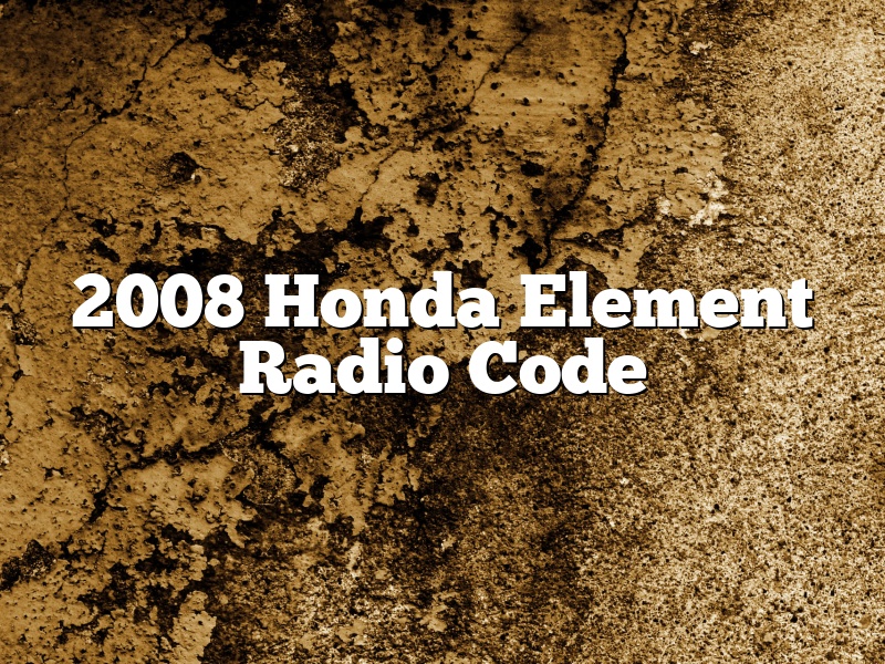 2008 Honda Element Radio Code