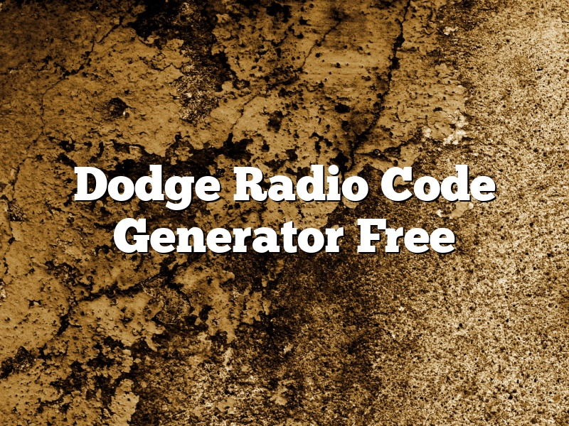 Dodge Radio Code Generator Free