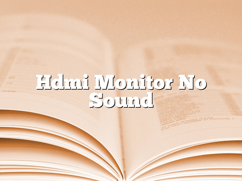 Hdmi Monitor No Sound