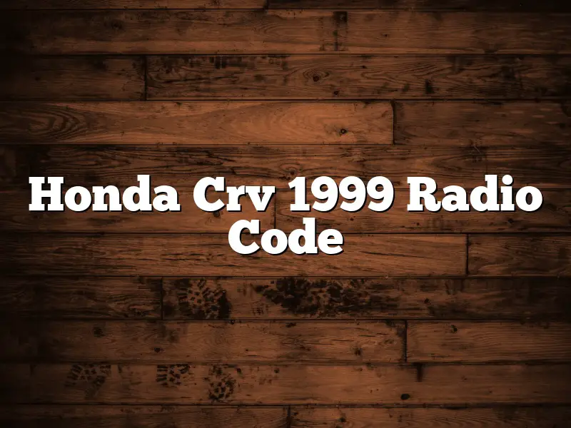 Honda Crv 1999 Radio Code
