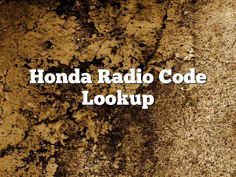 Honda Radio Code Lookup
