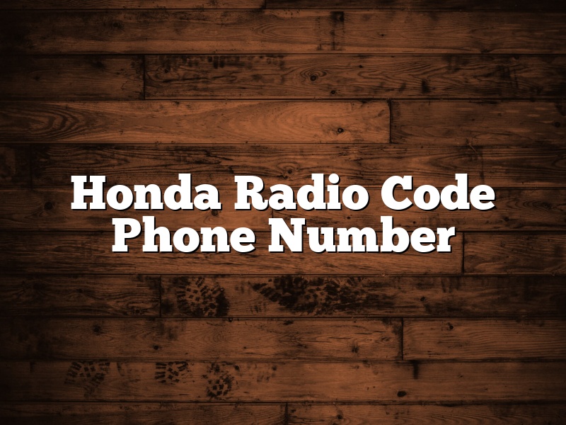 Honda Radio Code Phone Number