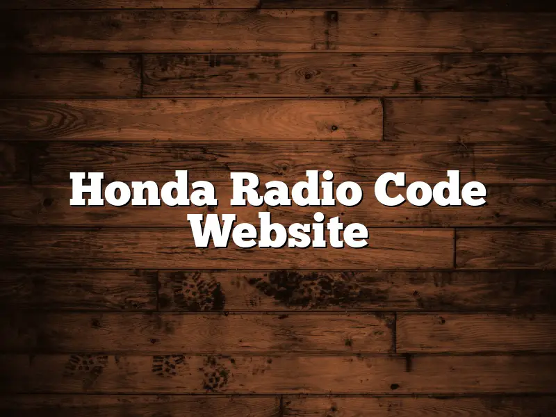 Honda Radio Code Website
