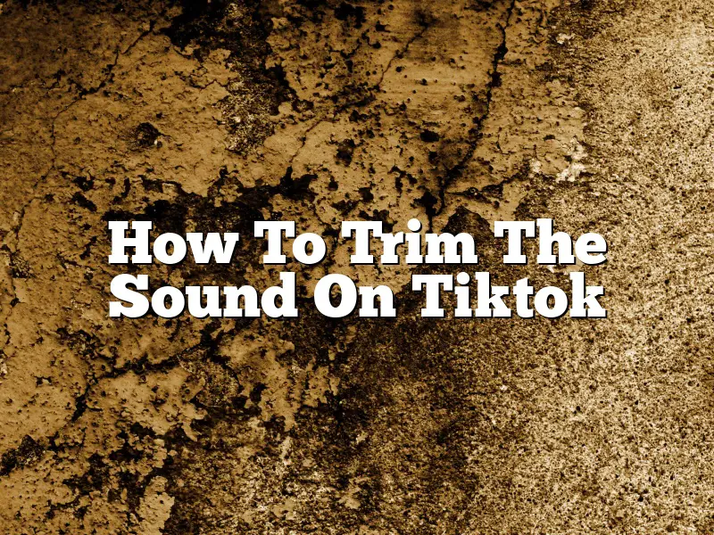 How To Trim The Sound On Tiktok