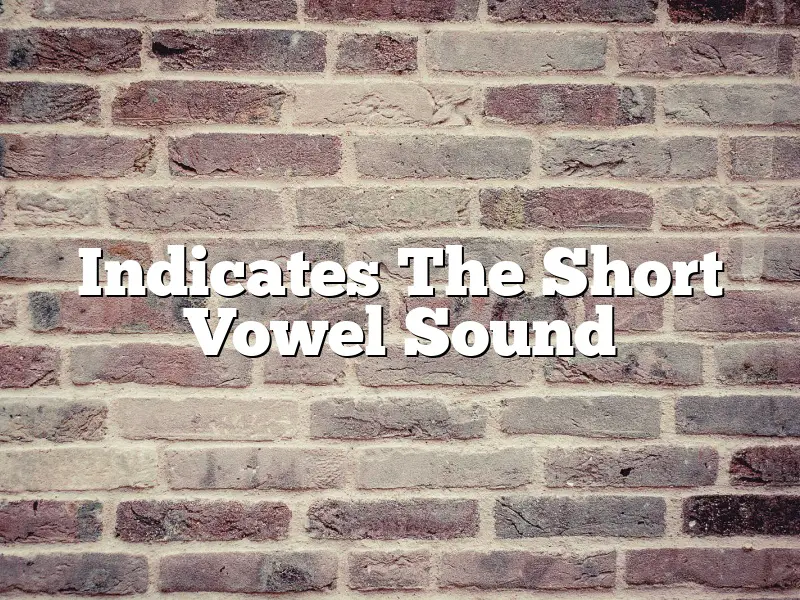 Indicates The Short Vowel Sound