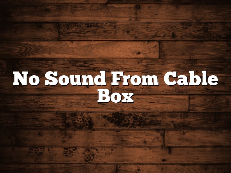 No Sound From Cable Box