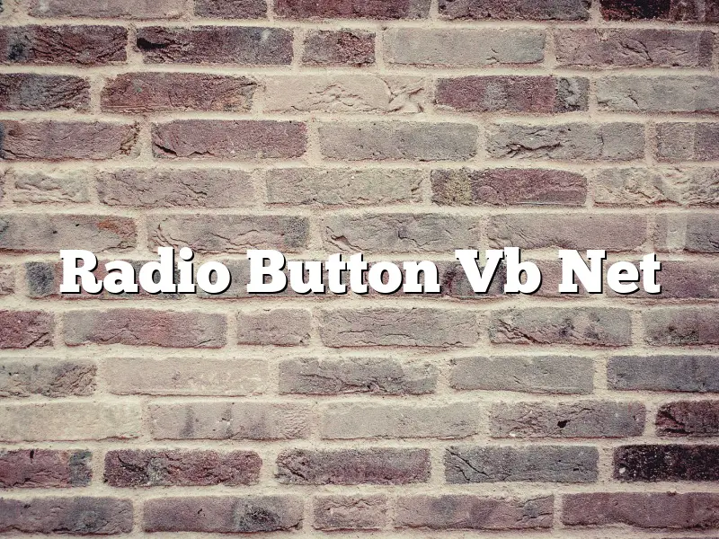Radio Button Vb Net