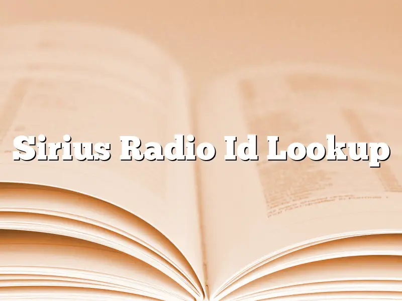 Sirius Radio Id Lookup
