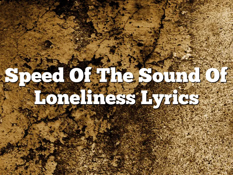 Speed Of The Sound Of Loneliness Lyrics