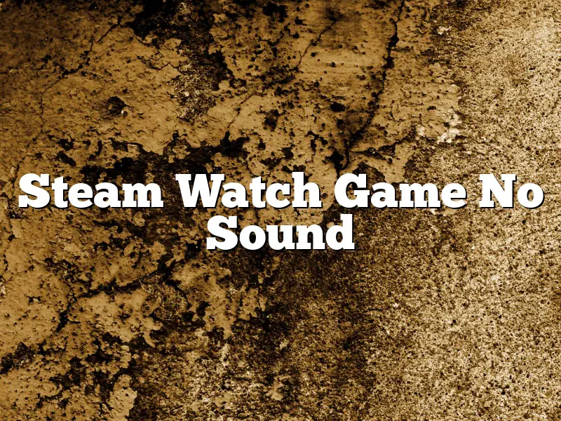 Steam Watch Game No Sound