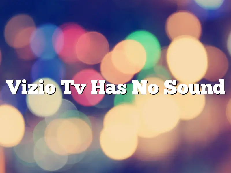 Vizio Tv Has No Sound