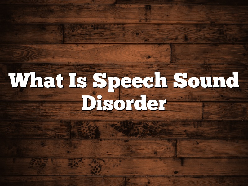 What Is Speech Sound Disorder