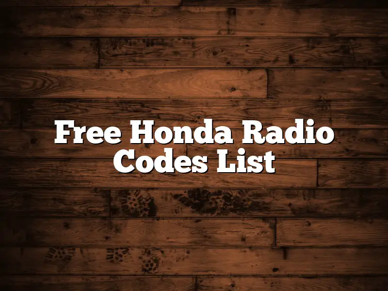 Free Honda Radio Codes List
