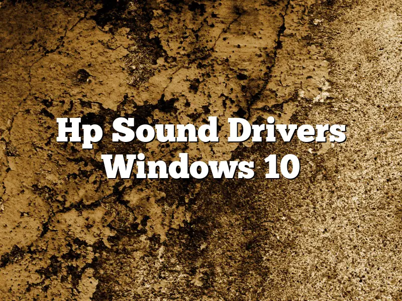 Hp Sound Drivers Windows 10