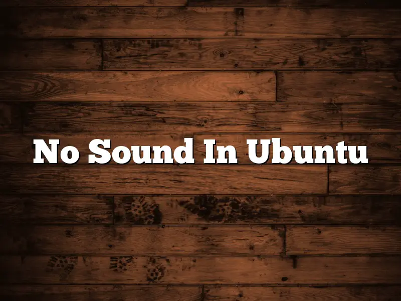 No Sound In Ubuntu