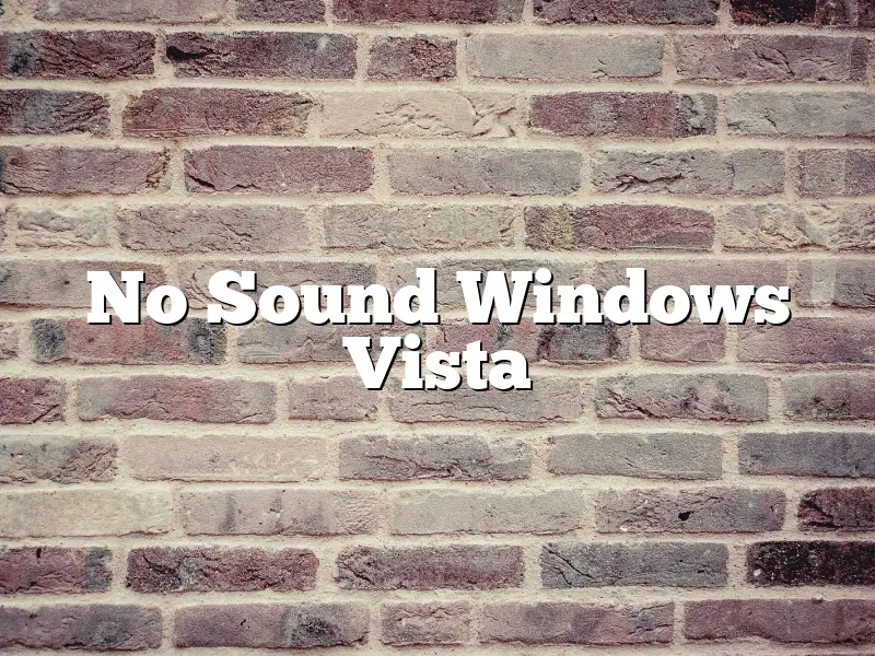 No Sound Windows Vista