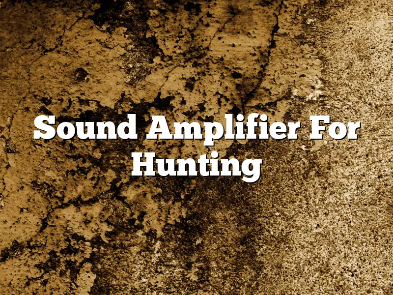Sound Amplifier For Hunting