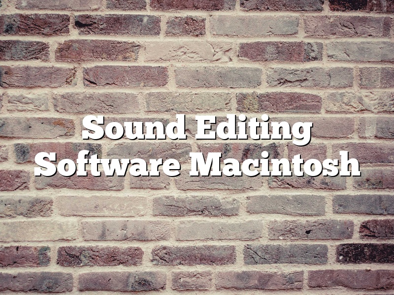 Sound Editing Software Macintosh